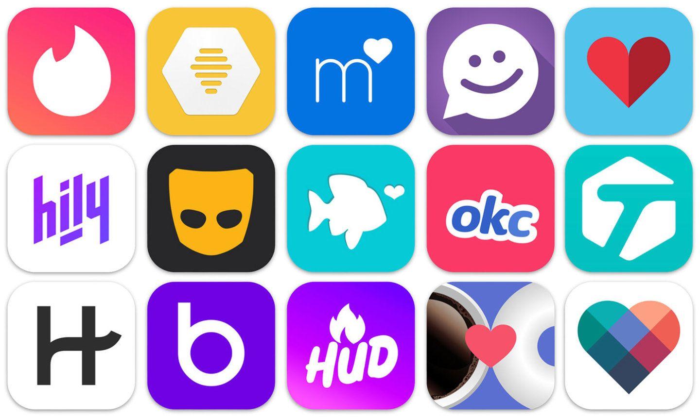 dating app logos in a grid format